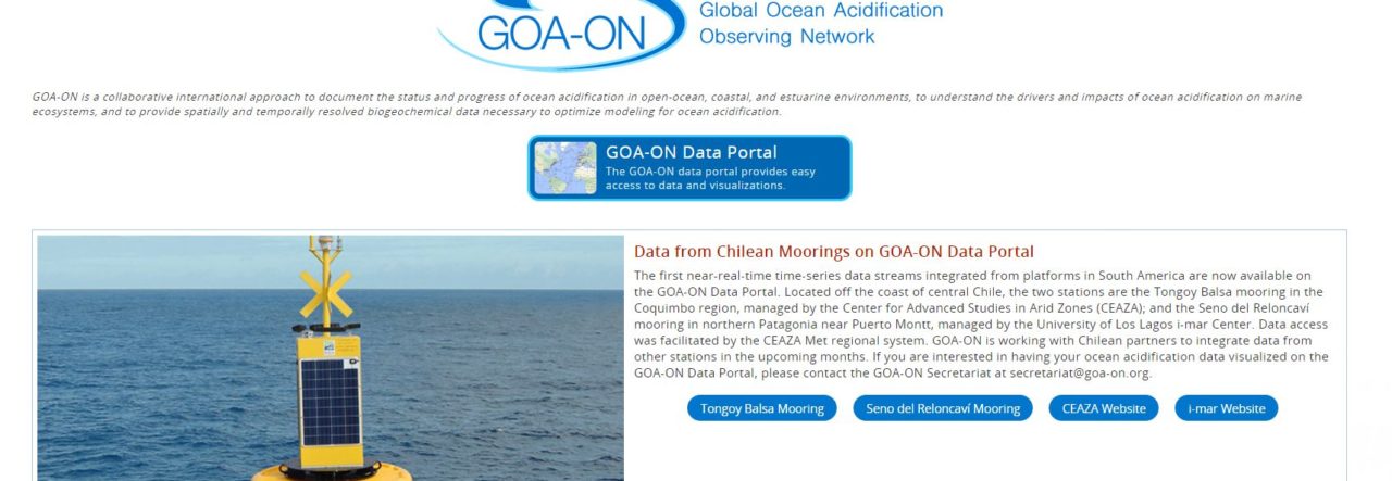Datos de Boya Oceanográfica del Centro i~mar en línea con  Red Global de Observación sobre Acidificación del Océano