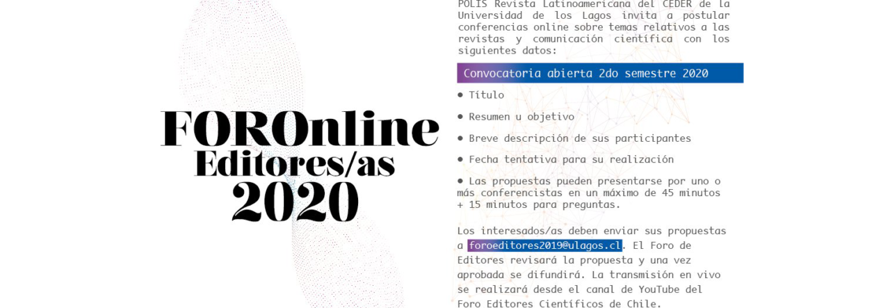 Revista POLIS coorganizará “FOROnline” de editores/as 2020
