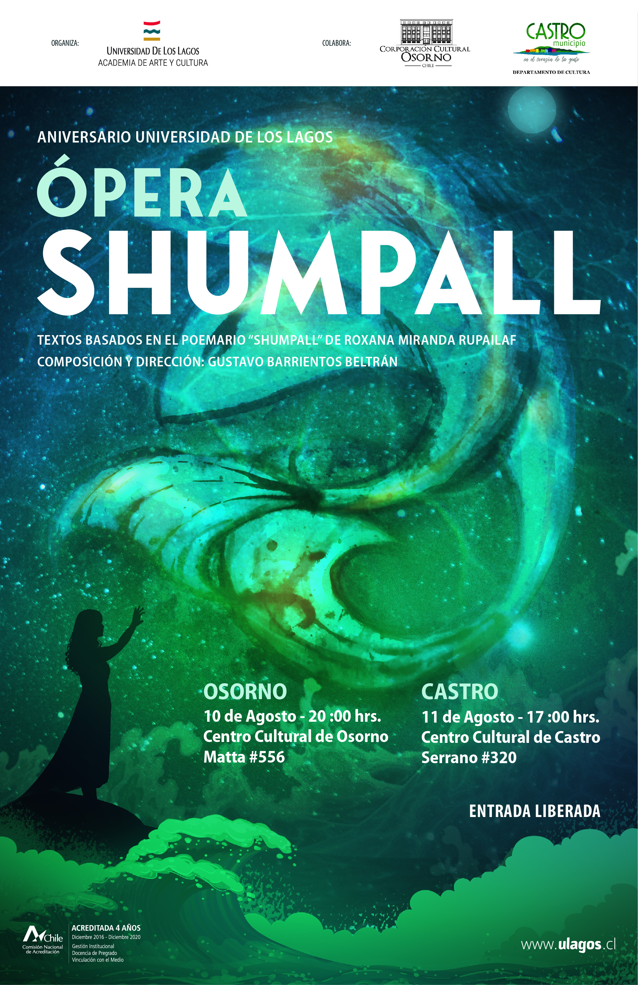 ULagos celebrará aniversario con Ópera Shumpall en Centro Cultural de Castro