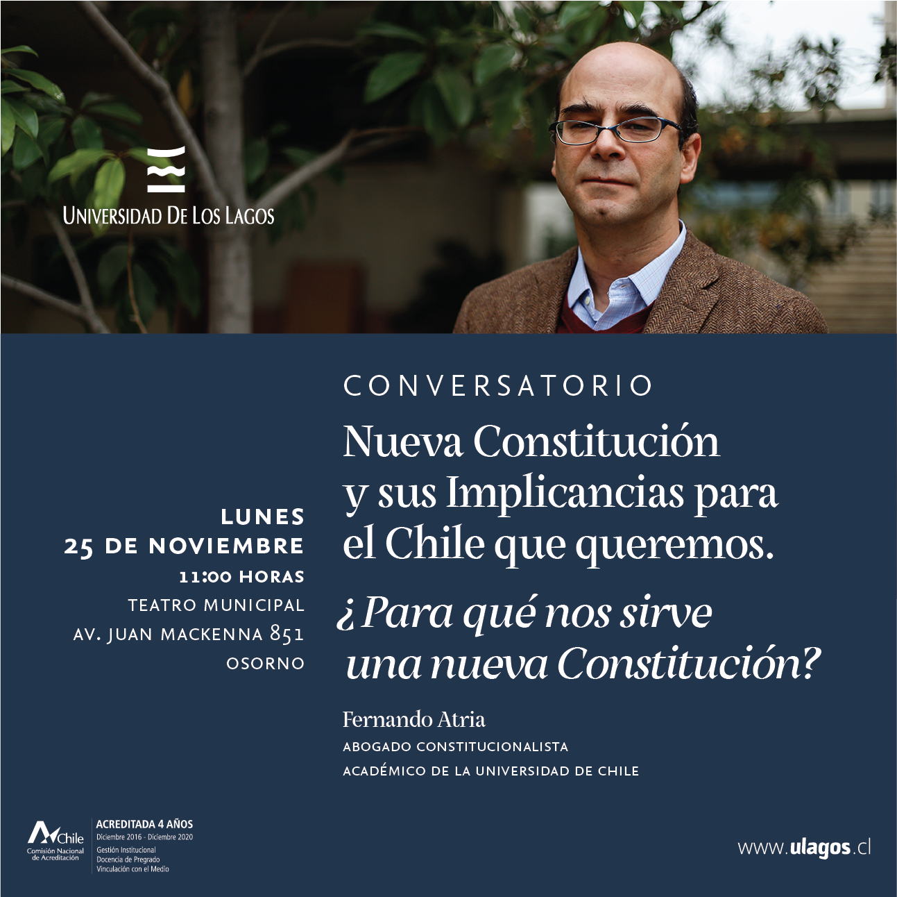 Conversatorio hoy lunes con el abogado Fernando Atria