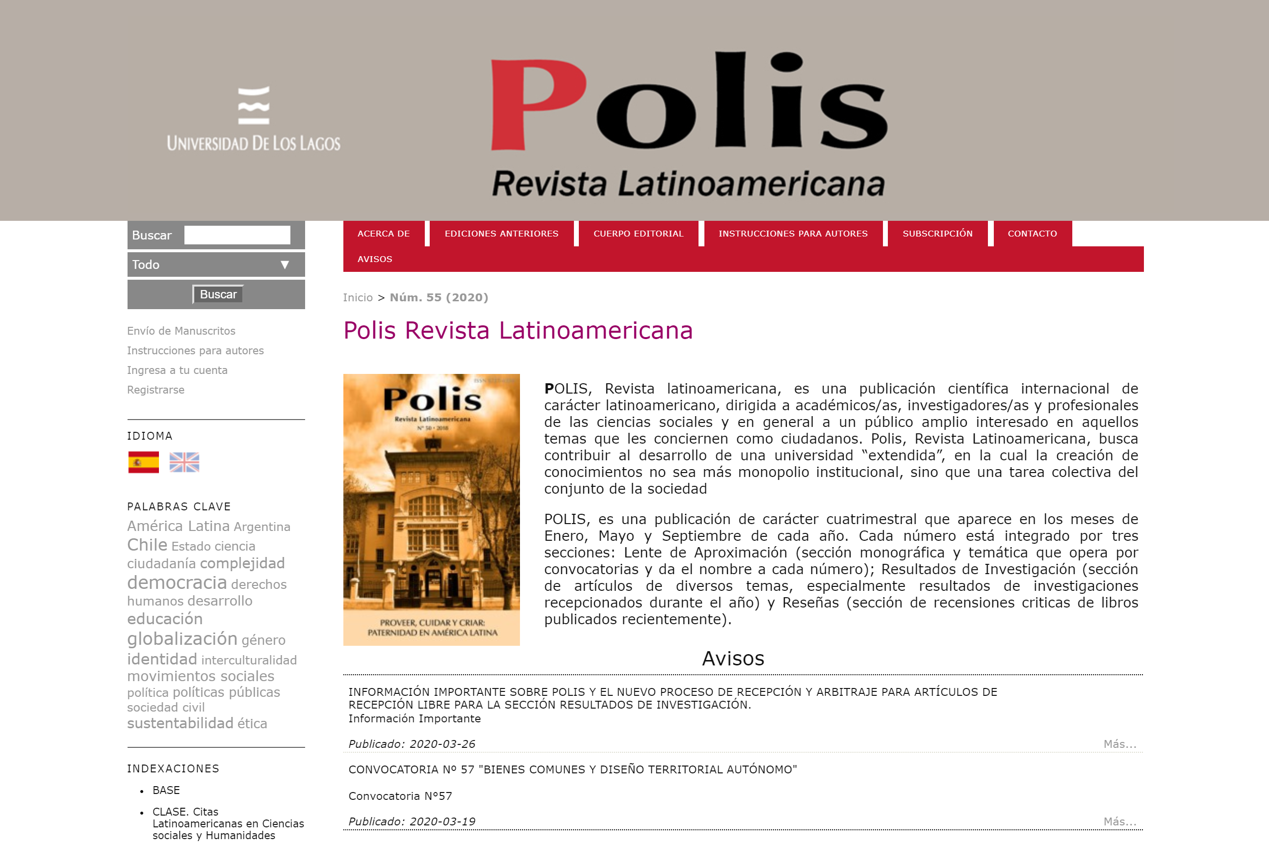 POLIS Revista Latinoamericana ya está siendo indexada en el índice europeo de revistas académicas ERIH PLUS