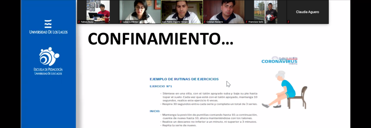 Pedagogía en Educación Física realiza seminario sobre rutinas deportivas en cuarentena
