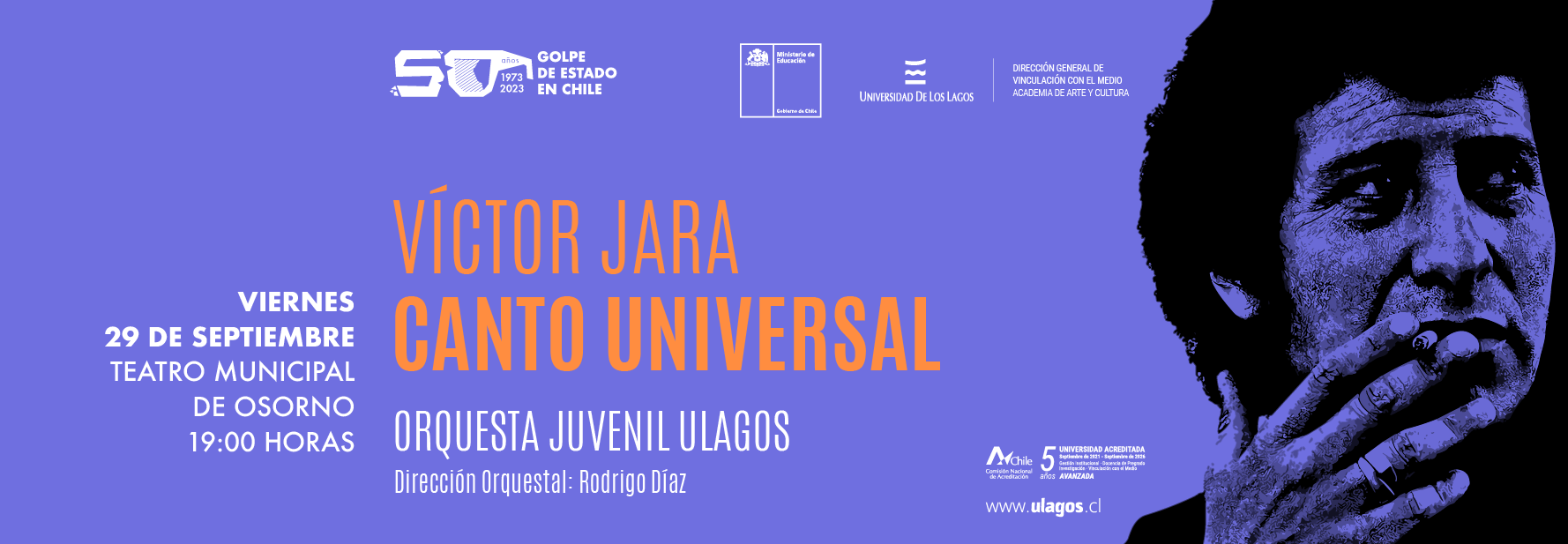Orquesta Juvenil ULagos rendirá homenaje al «Canto Universal» de Víctor Jara a 50 años de su muerte