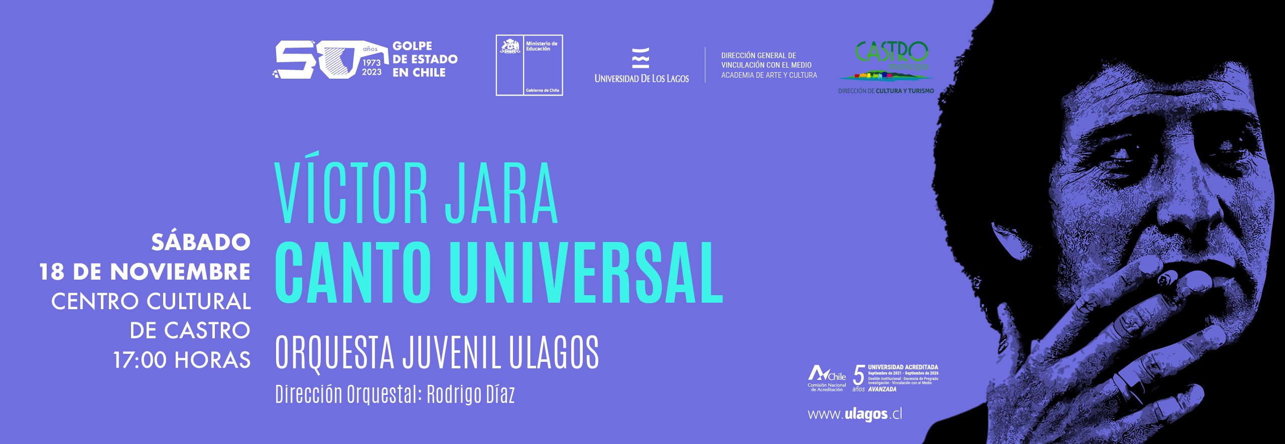 A 50 años de su partida: Orquesta Juvenil ULagos rinde homenaje a Víctor Jara este sábado en Castro