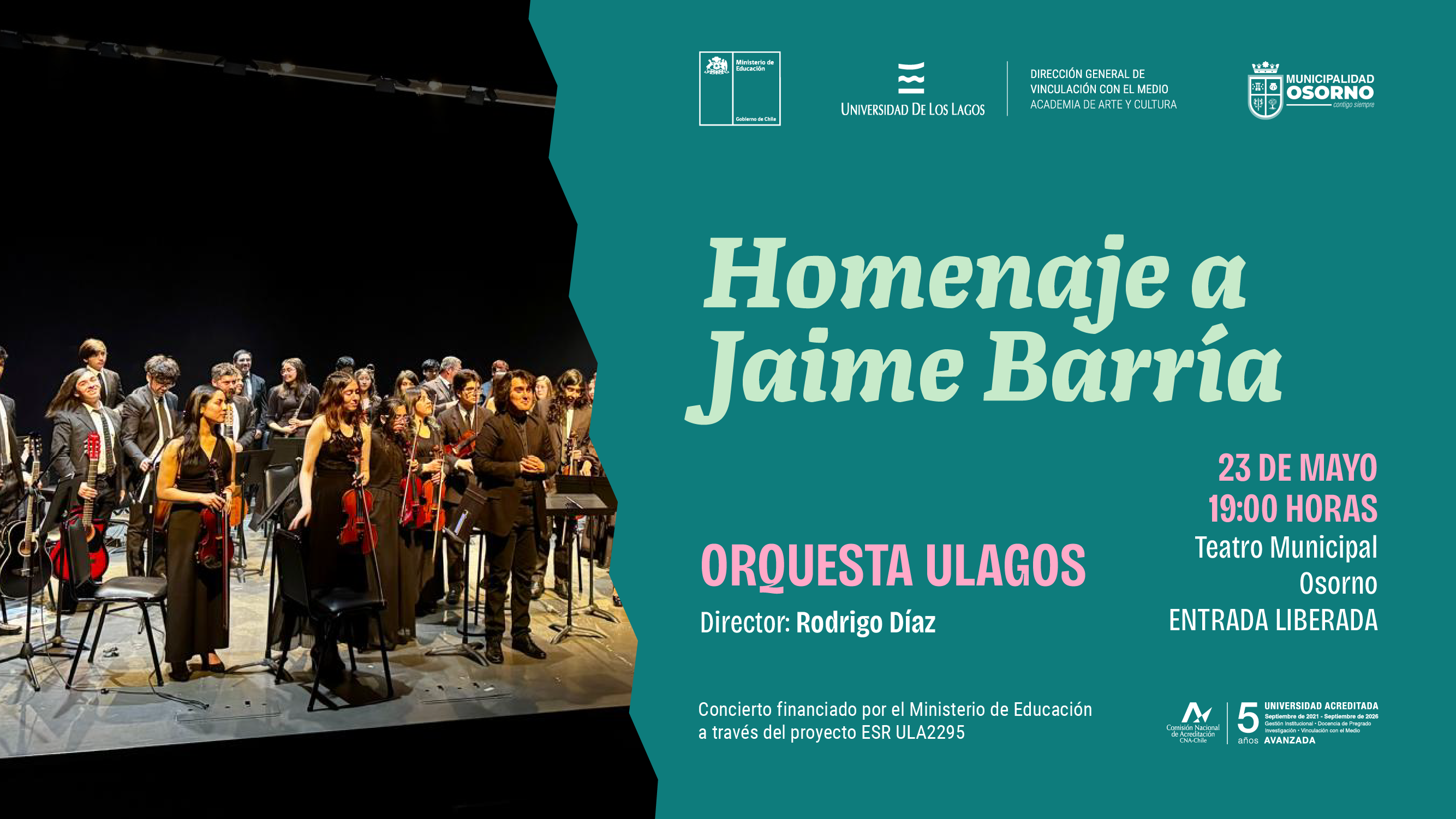 De la palabra a la música: Orquesta ULagos rendirá homenaje a compositor Jaime Barría