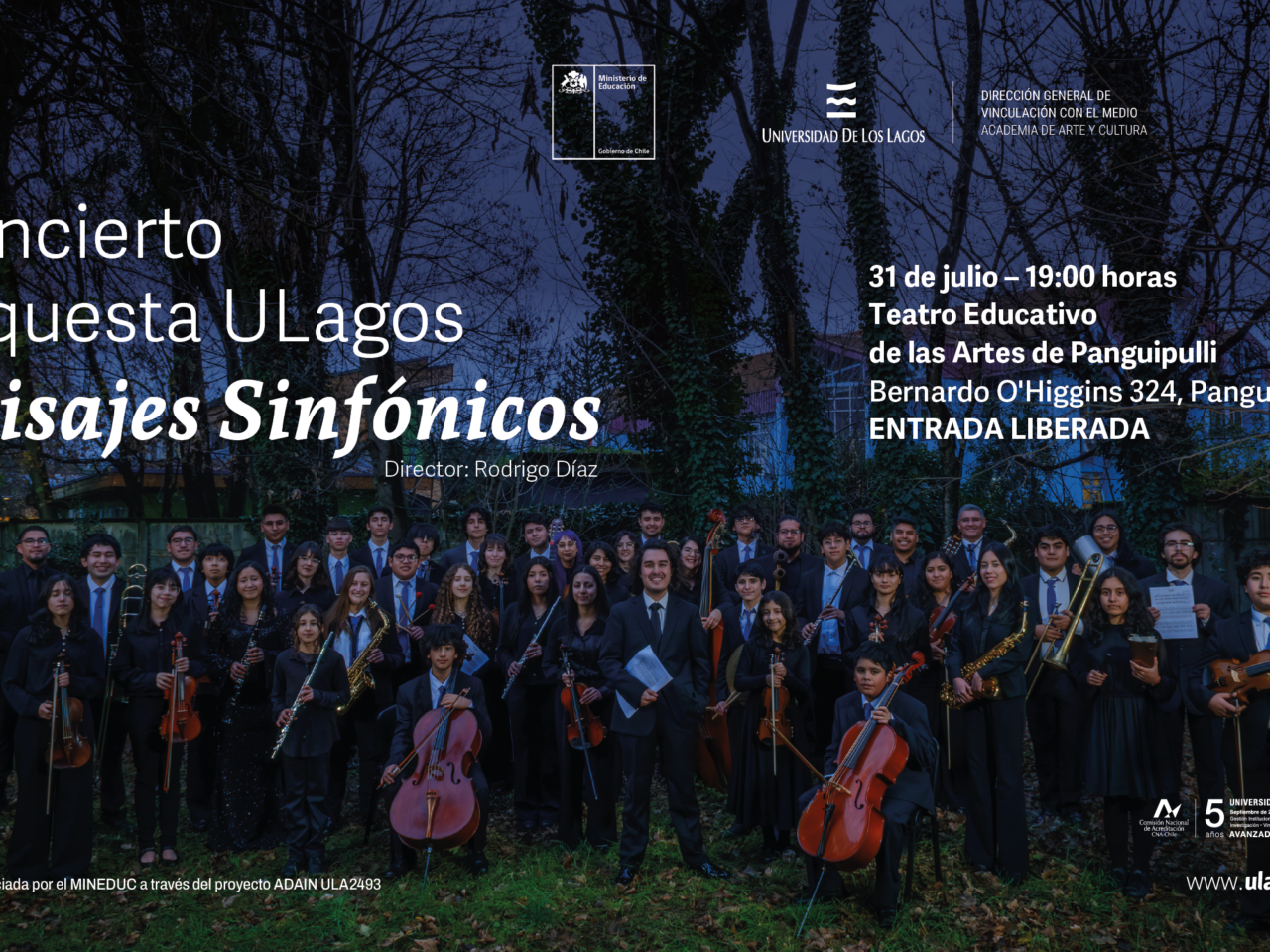 Orquesta ULagos invita a descubrir nuevas propuestas musicales chilenas con “Paisajes Sinfónicos”
